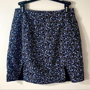 Floral Blue/Black Mini Skirt US 4 - UK 8